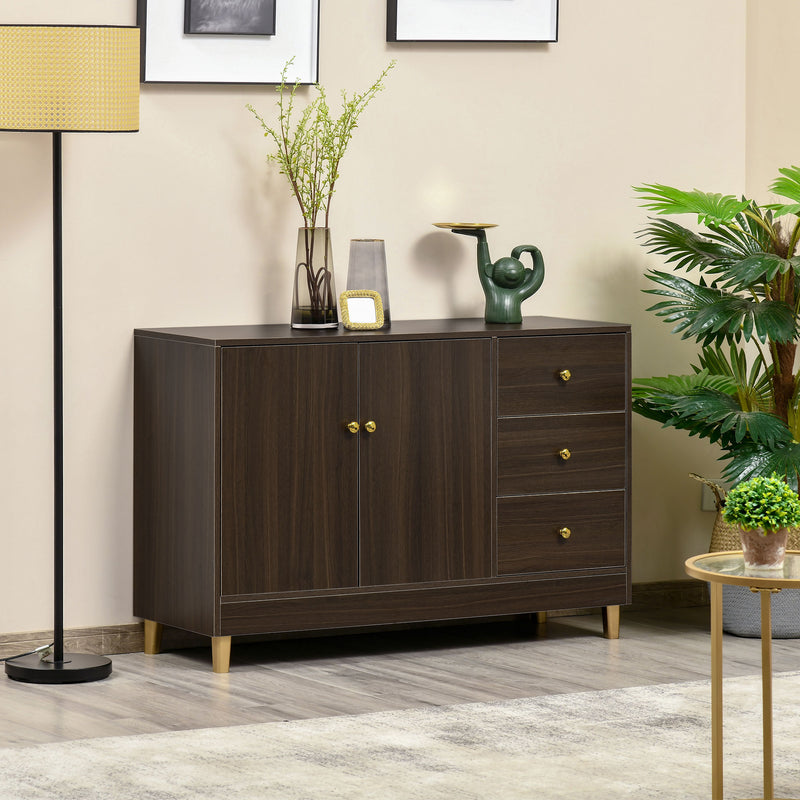 Credenza 3 Cassetti 2 Ante 120x42,5x80 cm in MDF Marrone-2