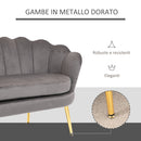 Divano 2 Posti 130x63x73 cm in Velluto Grigio-5