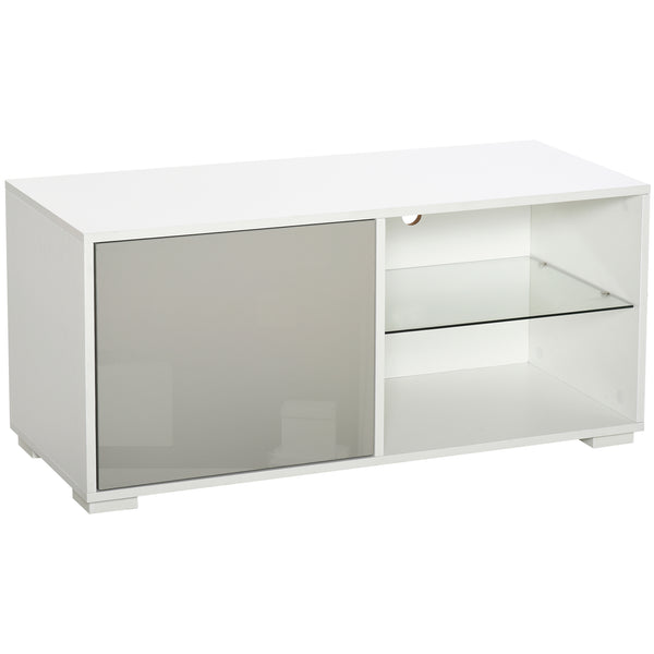 sconto TV-Schrank 100 x 40 x 45 cm aus Spanplatte und weißem und grauem Glas