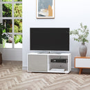 Mobile TV 100x40x45 cm in Legno Truciolare e Vetro Bianco e Grigio-2