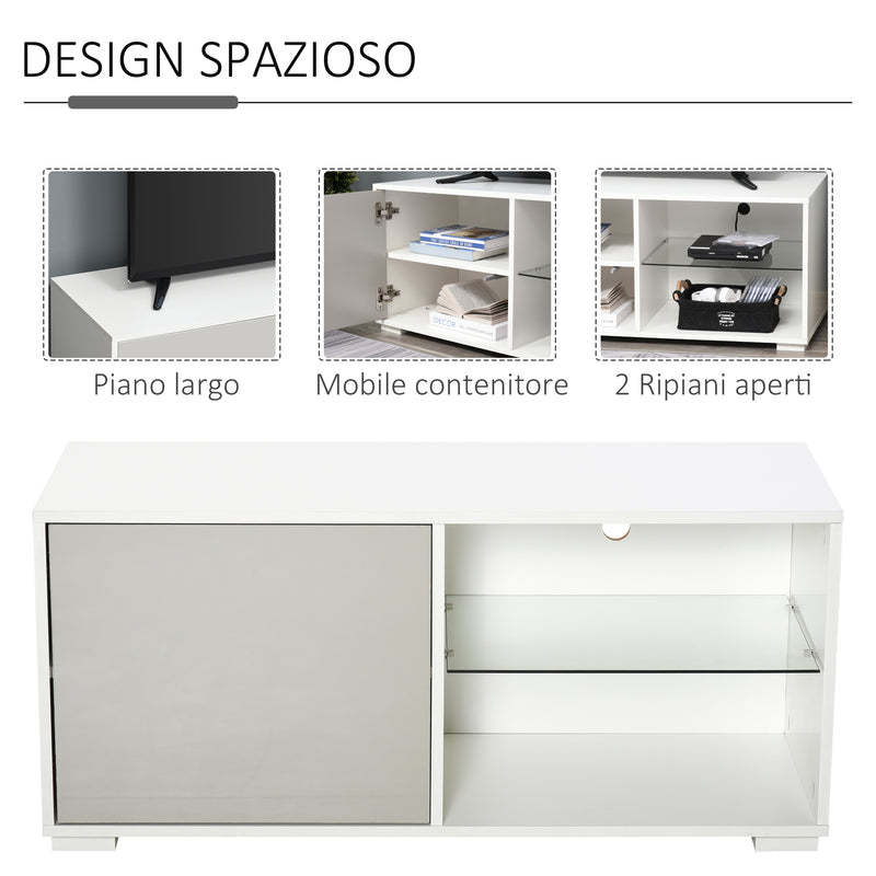 Mobile TV 100x40x45 cm in Legno Truciolare e Vetro Bianco e Grigio-5