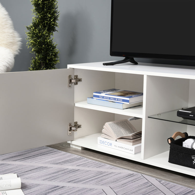 Mobile TV 100x40x45 cm in Legno Truciolare e Vetro Bianco e Grigio-8