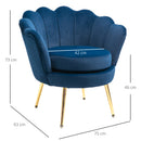 Poltrona Imbottita 76x67x74 cm in Tessuto Vellutato Blu-3