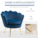 Poltrona Imbottita 76x67x74 cm in Tessuto Vellutato Blu-6