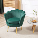 Poltrona Imbottita 76x67x74 cm in Tessuto Vellutato Verde-2