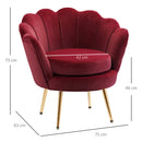 Poltrona Imbottita 76x67x74 cm in Tessuto Vellutato Rosso-3