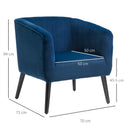 Poltroncina Imbottita 71x49x94 cm in Tessuto Vellutato Blu-3