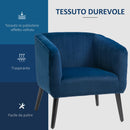 Poltroncina Imbottita 71x49x94 cm in Tessuto Vellutato Blu-4