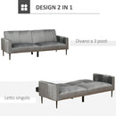 Divano 3 Posti 203x84x83 cm in Velluto Grigio Scuro-4