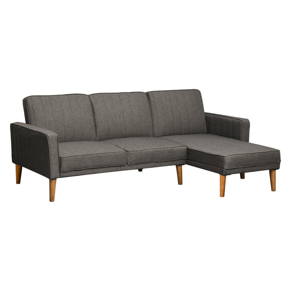 online Eckschlafsofa 216 x 139 x 80 cm mit Halbinsel aus Holz und grauem Stoff