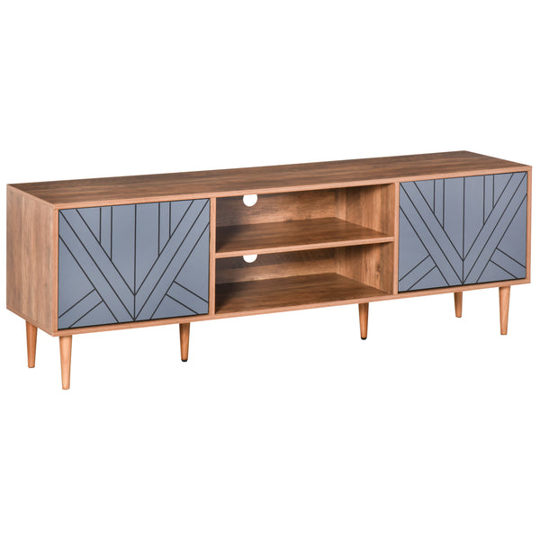 TV-Schrank 160 x 39,5 x 55 cm mit Teakholz und grauen Türen und Regalen online