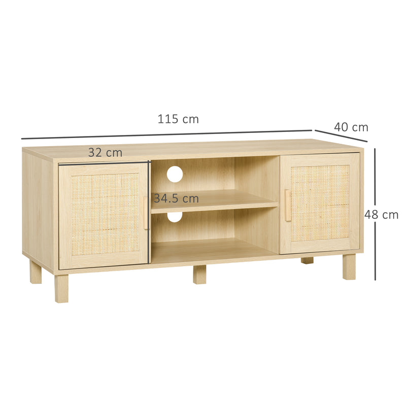 Mobile TV 2 Ante e Vani Aperti 115x40x48 cm in MDF Legno Naturale-3