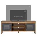 Mobile TV 109x35x38 cm 2 Ante in Metallo 2 Ripiani Marrone-5