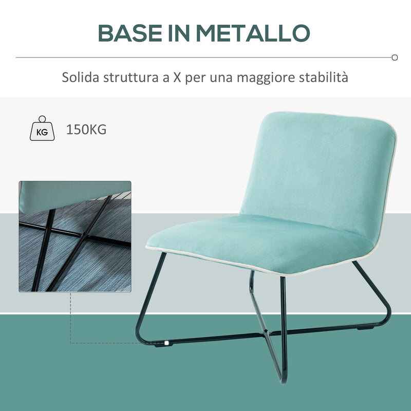 Poltrona Imbottita 55x69x68 cm in Velluto Verde-5