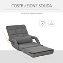 Poltrona Letto Singolo Trasformabile 62x78x70 cm in Tessuto Effetto Lino Grigio-5