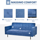 Divano Letto 3 Posti 187x91x85 cm in Tessuto Blu-6