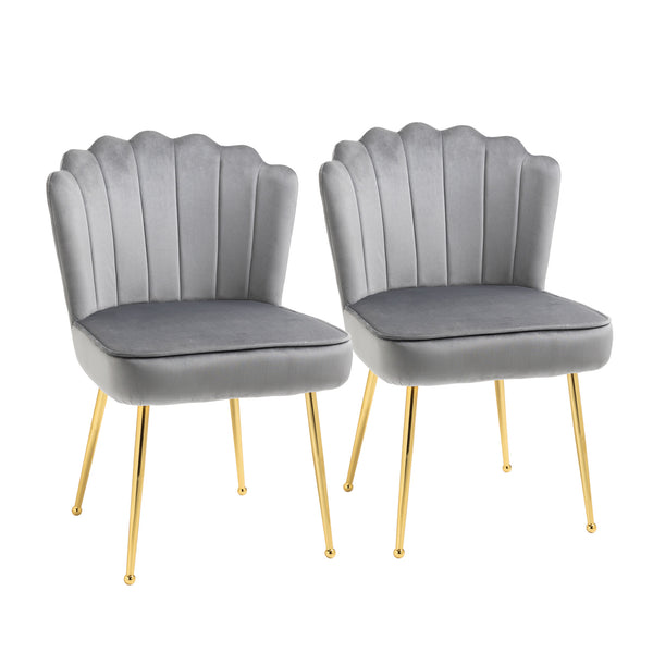 online Set mit 2 gepolsterten Stühlen 57 x 58 x 88 cm in grauem Stoff mit Samteffekt