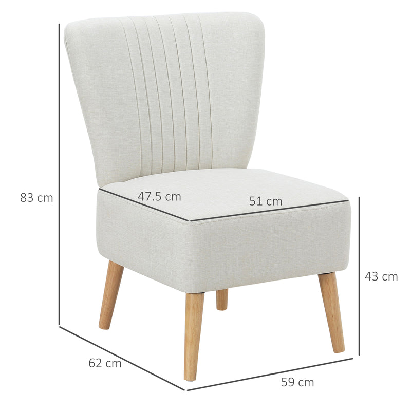 Poltrona Imbottita 59x62x83 cm in Tessuto Bianco-3