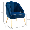 Poltrona Imbottita 63x65x84 cm in Velluto Blu-3