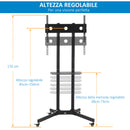 Carrello Supporto per TV 32"-65" Vesa 60x40 cm in Acciaio Nero-4