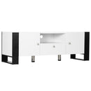 Mobile TV 2 Ante 1 Cassetto 1 Ripiano 140x43x48 cm per TV fino a 65" in Legno Truciolare Bianco e Nero-2