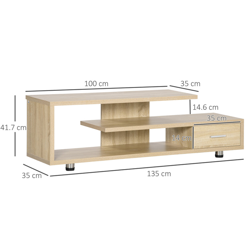 Mobile TV Aperto 135x35x41,7 cm per TV fino a 65" in Truciolato Naturale-3