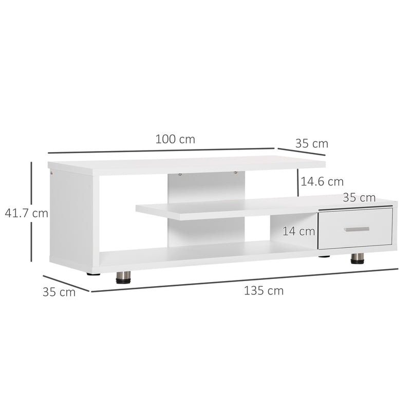 Mobile TV Aperto 135x35x41,7 cm per TV fino a 65" in Truciolato Bianco-3