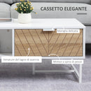 Tavolino Basso con Cassetti 100x50x40 cm in Legno e Metallo Bianco-5