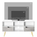 Mobile TV 4 Scomparti 2 Cassetti 117x39x56,7 cm per TV fino a 50" in Truciolato Bianco e Grigio Chiaro-6