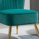 Poltrona Moderna Imbottita 56x65,5x82,5 cm in Tessuto Vellutato Verde-8