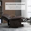 Poltrona Relax Reclinabile Manuale 100x89x100 cm in in Similpelle Marrone-4