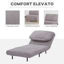 Poltrona Letto Singolo Trasformabile 82x89x83 cm in Legno e Acciaio Tessuto Velluto a Coste Grigio-6