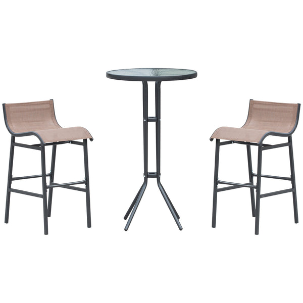 sconto Bar-Set mit hohem Tisch und 2 schwarzen und braunen Gartenhockern