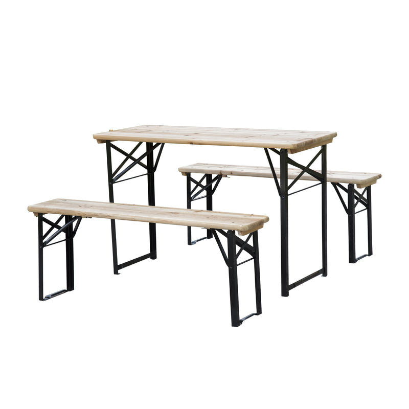 Set Birreria da Giardino Pieghevole in Legno Tavolo 120x50 cm 2 Panche  Breuer Abete-1