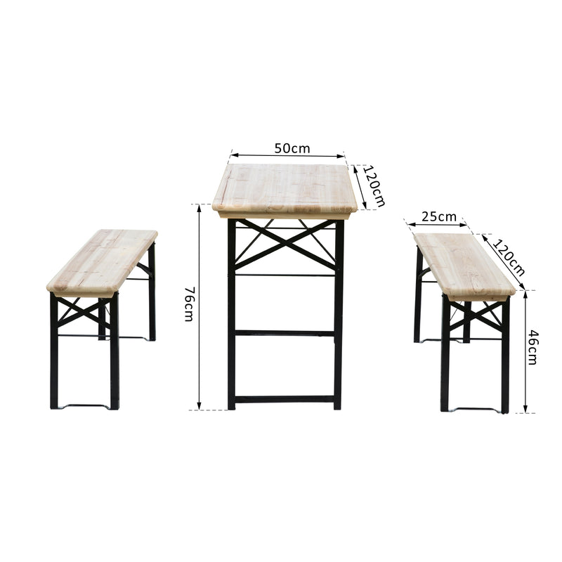 Set Birreria da Giardino Pieghevole in Legno Tavolo 120x50 cm 2 Panche  Breuer Abete-3