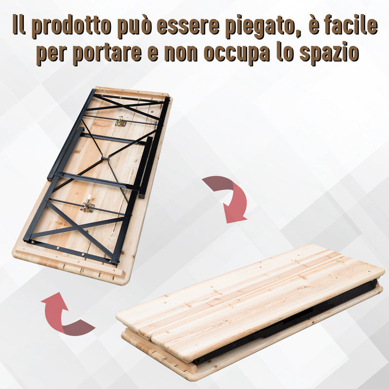 Set Birreria da Giardino Pieghevole in Legno Tavolo 120x50 cm 2 Panche  Breuer Abete-6