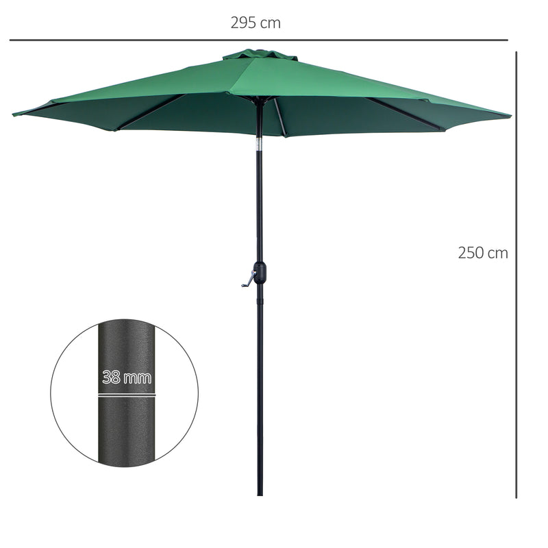 Ombrellone da Giardino Ø3 m Palo Ø38 mm in Metallo Verde-3