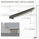 Tenda da Sole Avvolgibile a Parete 395x245 cm in Metallo e Poliestere Grigio-5