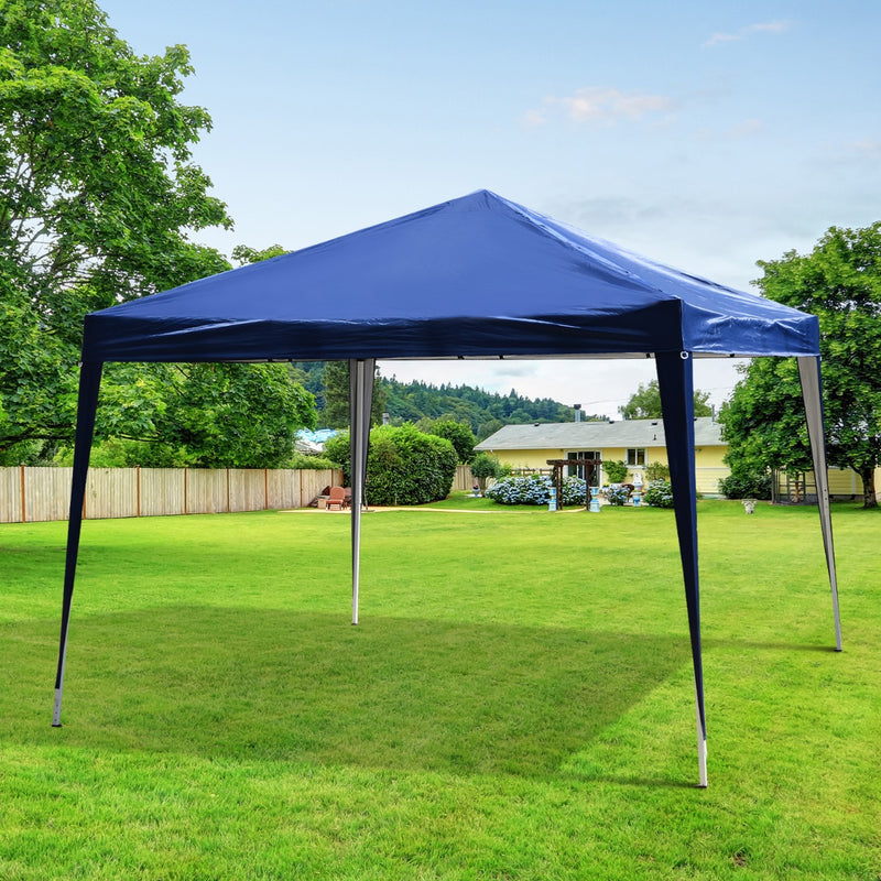 Gazebo da Giardino 3x3m in Acciaio Pieghevole Tessuto Oxford Blu -2