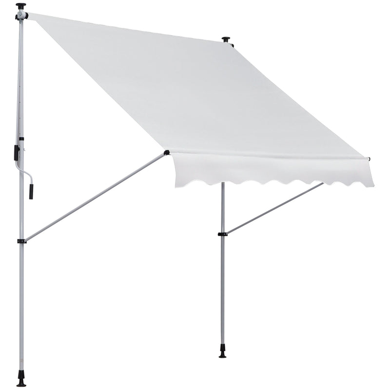 Tenda da Sole a Muro 200x150 cm con Pali di Supporto Bianco-1