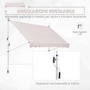 Tenda da Sole Avvolgibile 3x1.5m Autoportante Beige -6