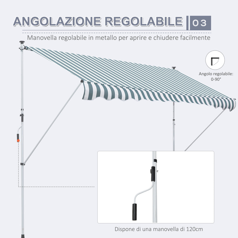 Tenda da Sole a Muro 300x150 cm in Metallo e Poliestere Verde-6