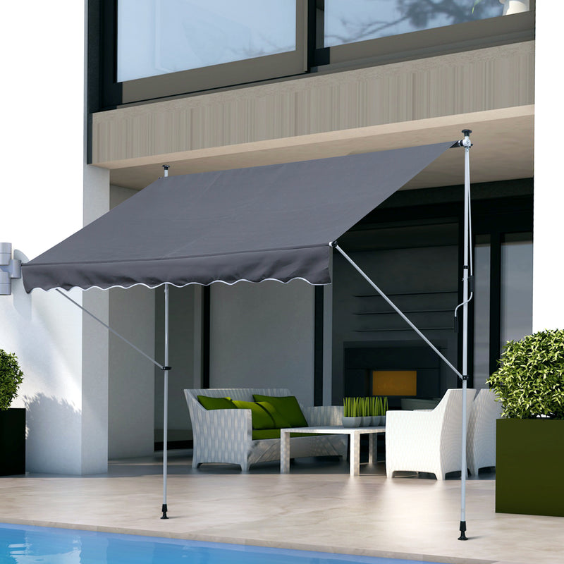 Tenda da Sole a Muro 300x150 cm in Metallo e Poliestere Grigio-2