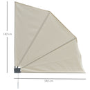 Tenda Parasole Frangivista Richiudibile 140x10x140 cm in Alluminio e Poliestere Crema-3