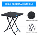 Set Tavolino e 2 Sedie Pieghevoli da Giardino in Rattan Sintetico Nero -7