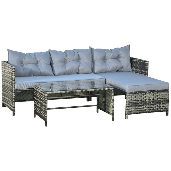 Garden Lounge Set Sofa mit Halbinsel und Couchtisch aus grauem Rattan online