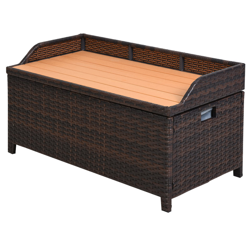 Baule Cassapanca da Esterno in Rattan Sintetico 102x51x51 cm Marrone -1