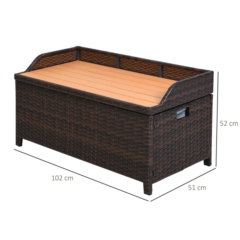 Baule Cassapanca da Esterno in Rattan Sintetico 102x51x51 cm Marrone -3