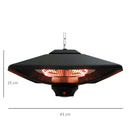 Stufa Alogena a Sospensione Ø43x25 cm 2000W con Luce LED e Telecomando Nera-3