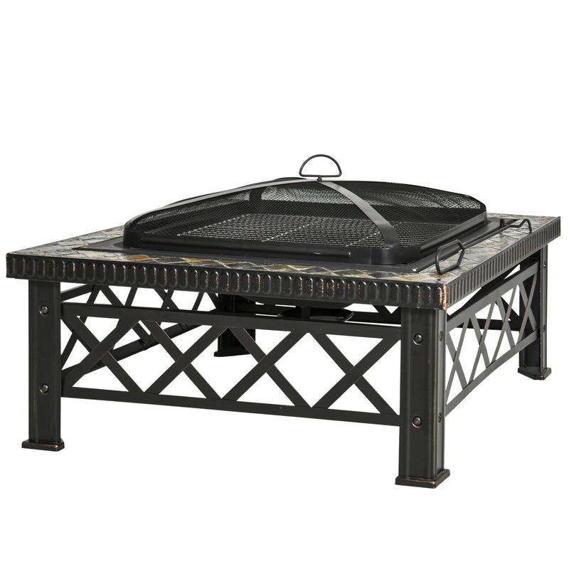 Berbecue a Legna 76x76x47 cm in Metallo Nero-1